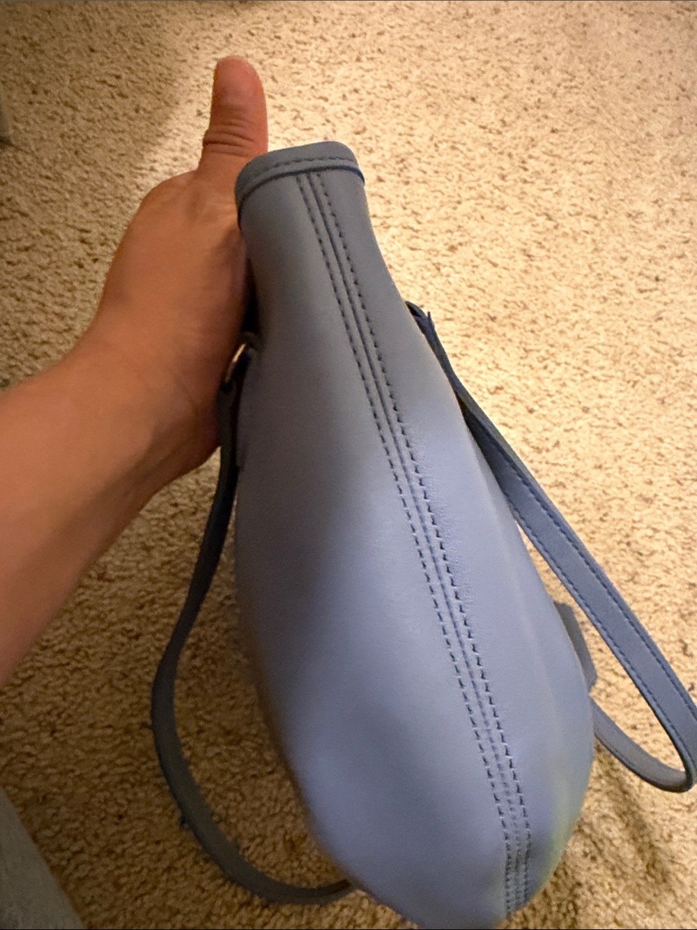 Vintage COACH #9996 periwinkle Leather "Medium Framed Pouch" Handbag - Picture 13 of 16